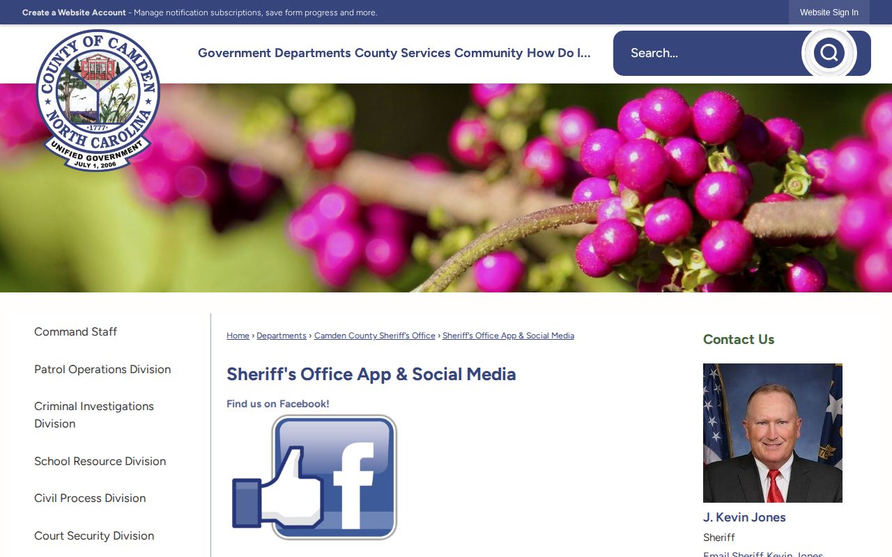 Camden County Sheriff app features without a 24-hour release list