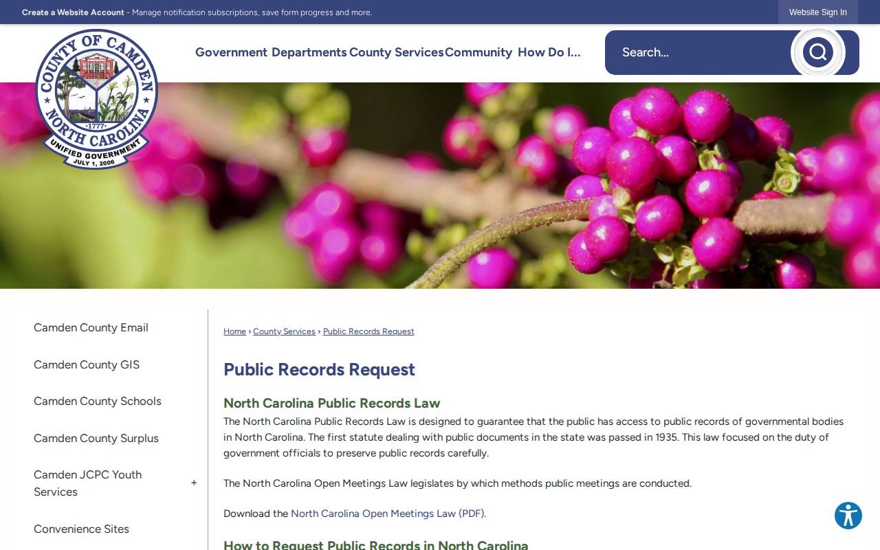 Camden County release records request methods and fee rules