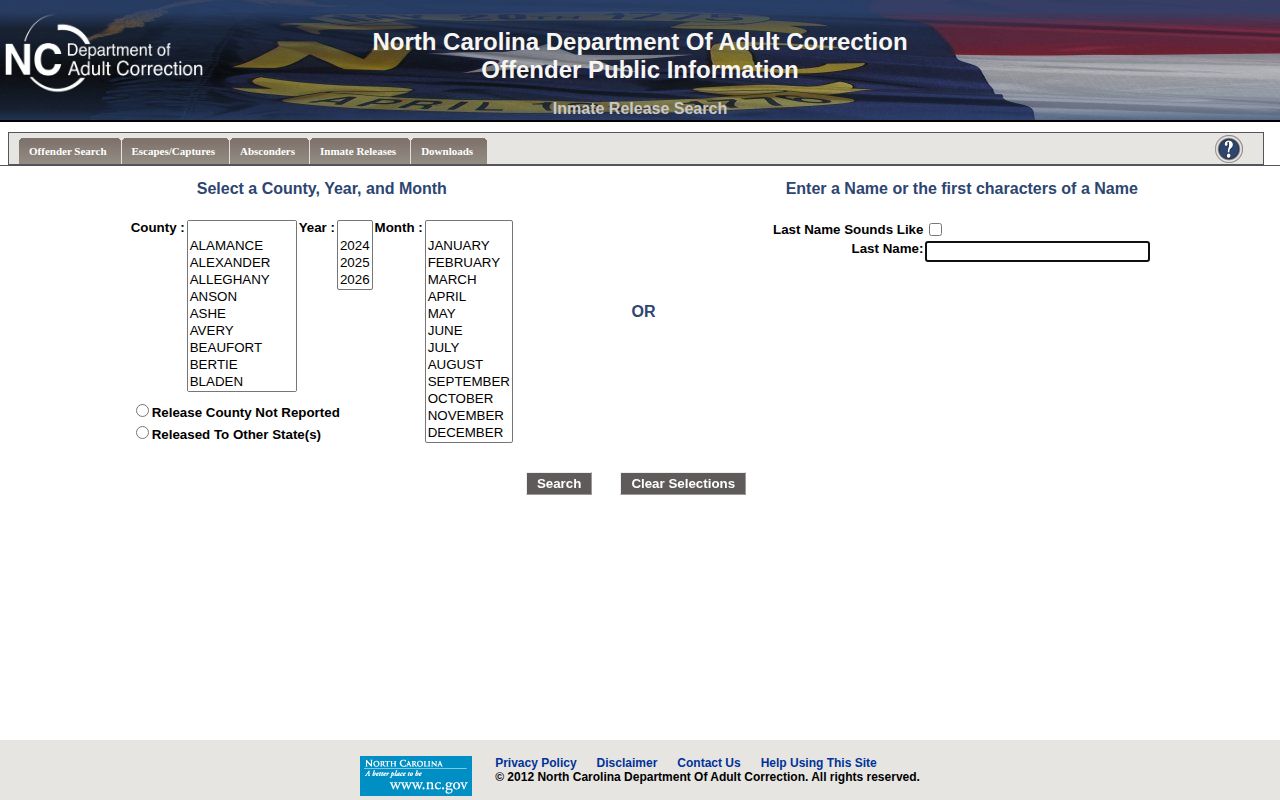 Camden County state prison released inmate search by month