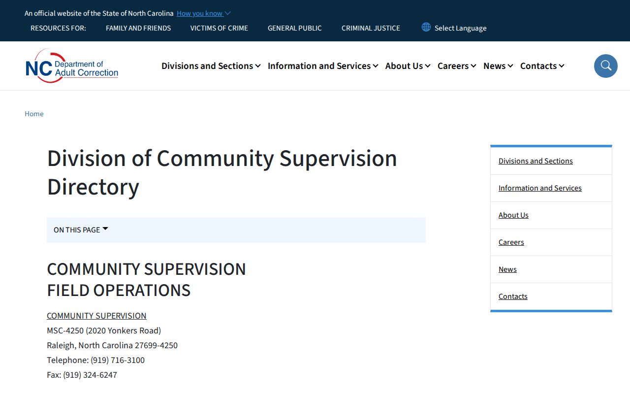 Camden County post-release supervision District 1 office directory